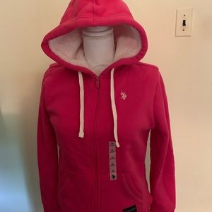 US Polo assn Pink Hooded fur lined Jacket New with tags pink